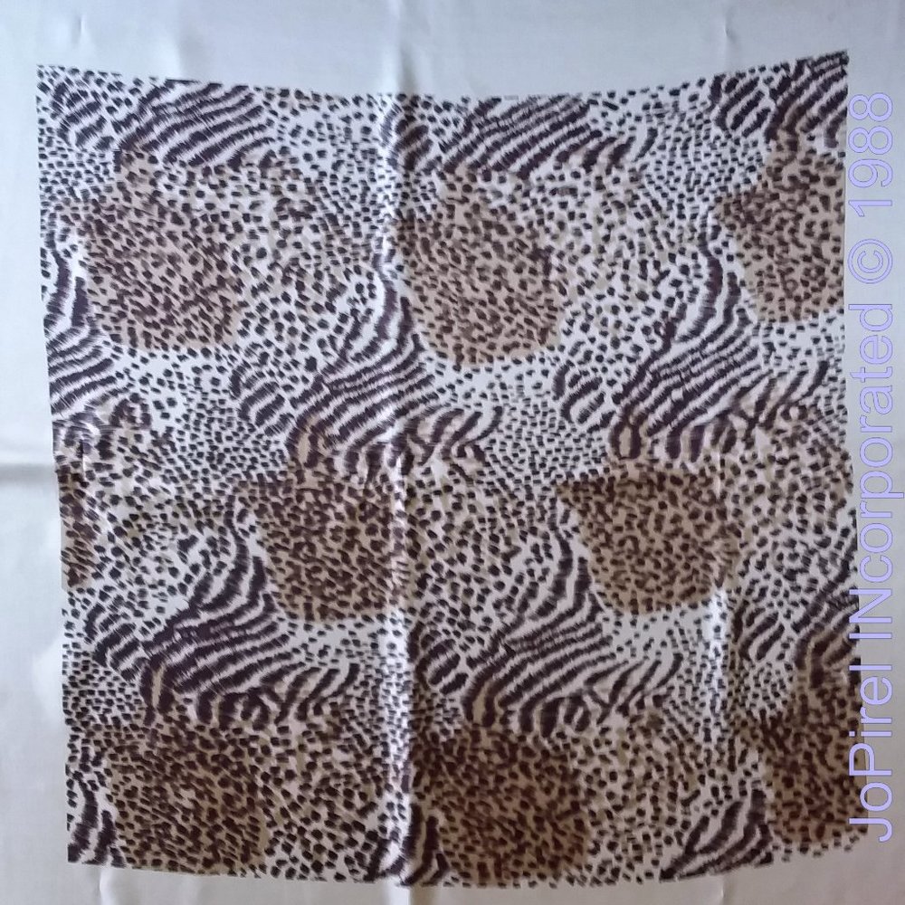 Vintage Animal Print Designer Square Foulard Scarf